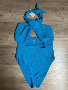 JMP the Label Teal Halter One-Piece Swimsuit
